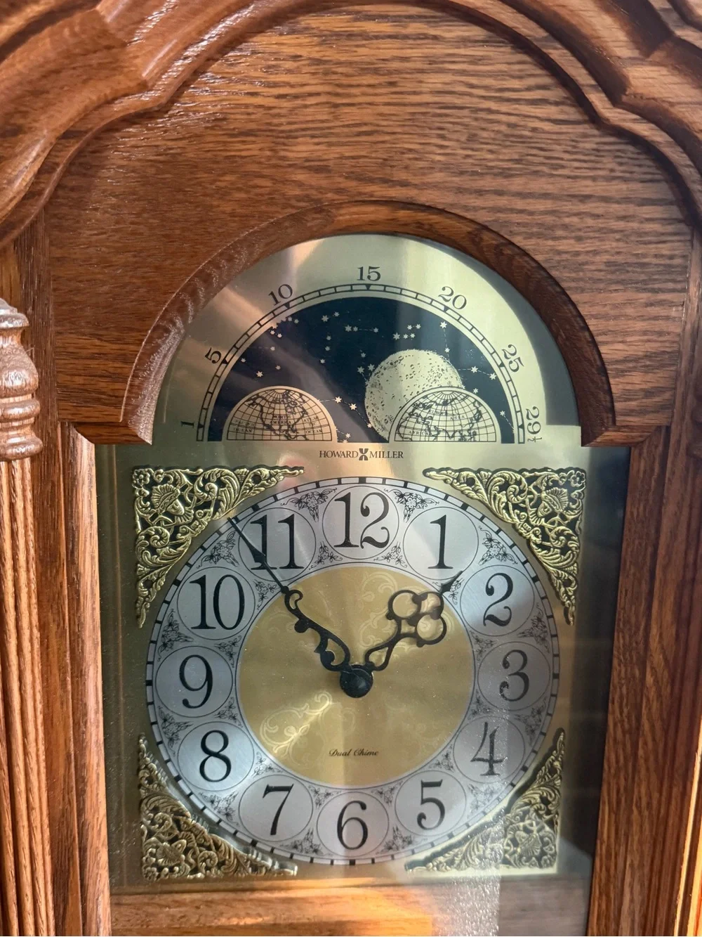 Howard Miller Fenton 620-156 Golden Oak Wall Clock Dual Chime FULLY FUNCTIONAL